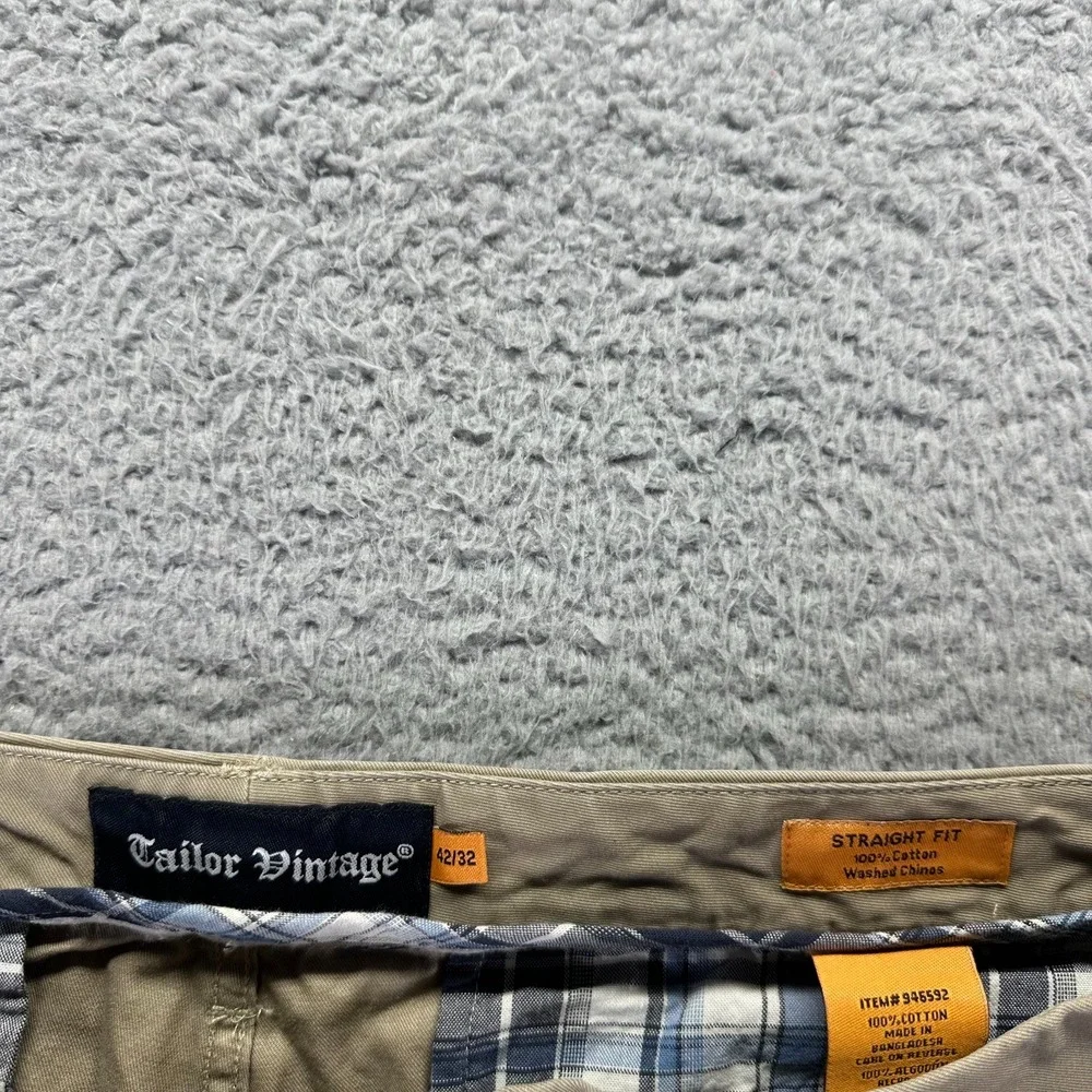 Tailor Vintage Pant Men 42x32 Brown Cotton Chino Straight Business Preppy Career
